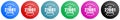 Iso 27001 vector icons, set of circle gradient buttons in 6 colors options for webdesign and mobile applications