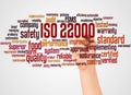 ISO 22000 word cloud and hand with marker concept Royalty Free Stock Photo