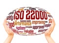 ISO 22000 word cloud hand sphere concept Royalty Free Stock Photo