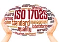 ISO 17025 word cloud hand sphere concept Royalty Free Stock Photo