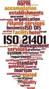 ISO 21401  word cloud Royalty Free Stock Photo