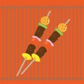 Isoalted barbecue kebab icon