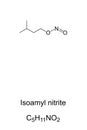 Isoamyl nitrite, amyl nitrite, known as poppers, chemical structure