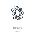 Isobars icon. Thin linear isobars outline icon isolated on white background from weather collection. Line vector sign, symbol for