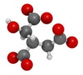 Isocitric acid molecule. 3D rendering. Atoms are represented as spheres with conventional color coding: hydrogen (white), carbon (