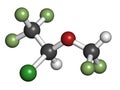 Isoflurane anesthetic drug molecule. Used for inhalational anesthesia during surgery.