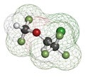 Isoflurane anesthetic drug molecule. Used for inhalational anesthesia during surgery.