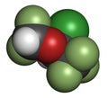 Isoflurane anesthetic drug molecule. Used for inhalational anesthesia during surgery.