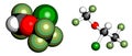 Isoflurane anesthetic drug molecule. Used for inhalational anesthesia during surgery