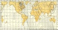 Isogonic or lines of equal magnetic declination, vintage engraving Royalty Free Stock Photo