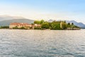 Isola Bella - fisherman island in Maggiore lake with mountains in the background, Borromean Islands Isole Borromee, Stresa, Royalty Free Stock Photo