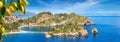 Panoramic view of Isola Bella, small island near Taormina, Sicily, Italy Royalty Free Stock Photo