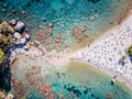 Isola Bella at Taormina, Sicily, Aerial view of island and Isola Bella beach and blue ocean water in Taormina, Sicily Royalty Free Stock Photo