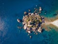 Isola Bella at Taormina, Sicily, Aerial view of island and Isola Bella beach and blue ocean water in Taormina, Sicily Royalty Free Stock Photo