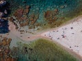 Isola Bella at Taormina, Sicily, Aerial view of island and Isola Bella beach and blue ocean water in Taormina, Sicily Royalty Free Stock Photo