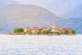 Isola dei Pescatori - fisherman island in Maggiore lake with mountains in the background, Borromean Islands Isole Borromee, Royalty Free Stock Photo