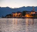 Lake - Lago Maggiore, Italy. Isola dei Pescatori, Stresa by night Royalty Free Stock Photo