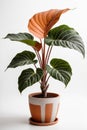 Isolate Alocasia Polly plant against white wall Royalty Free Stock Photo