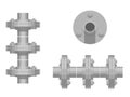 Isolate assembly flange on white background (3 holes