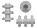 Isolate assembly flange on white background (8 holes