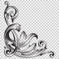 Isolate corner ornament in baroque style