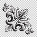 Isolate corner ornament in baroque style