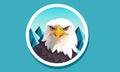 Isolate Eagle Sit on Blue Mountains in Round