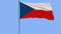 Isolate flag of Czech Republic on a flagpole fluttering in the wind on a blue background, 3d rendering. Royalty Free Stock Photo