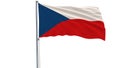 Isolate flag of Czech Republic on a flagpole fluttering in the wind on a white background, 3d rendering. Royalty Free Stock Photo