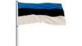 Isolate flag of Estonia on a flagpole fluttering in the wind on a white background, 3d rendering. Royalty Free Stock Photo