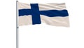 Isolate flag of Finland on a flagpole fluttering in the wind on a white background, 3d rendering. Royalty Free Stock Photo