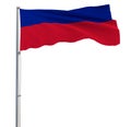 Isolate flag of Haiti on a flagpole fluttering in the wind on a white background, 3d rendering. Royalty Free Stock Photo