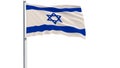 Isolate flag of Israel on a flagpole fluttering in the wind on a white background, 3d rendering. Royalty Free Stock Photo