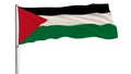 Isolate flag of Palestine on a flagpole fluttering in the wind on a white background, 3d rendering. Royalty Free Stock Photo