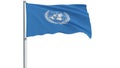 Isolate flag of the United Nations - UN on a flagpole fluttering in the wind on a white background, 3d rendering Royalty Free Stock Photo