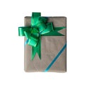 Isolate gift box tied with a bow green Royalty Free Stock Photo