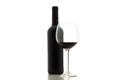 Isolate glass of red wine and bottle on white background Royalty Free Stock Photo