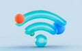 Isolate glossy blue Wi-Fi symbol for internet technology
