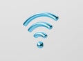 Isolate of glossy blue wifi symbol for internet technology concept by 3d render illustration