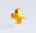 Isolate of Golden plus sign on white background for positive thinking mindset of personal development benefit and health insurance