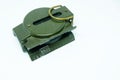 The isolate green military compass Portable to walk,Distance and