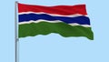 Isolate large cloth of Gambia on a flagpole fluttering in the wind on a transparent background, 3d rendering, PNG format with Alph