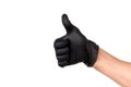 Isolate man hand in a black rubber glove on a white background. Royalty Free Stock Photo