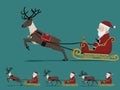 Isolate Santa Claus on city sleight with a running reindeer Royalty Free Stock Photo