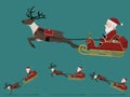 Isolate Santa Claus in touring sleight with a jumping reindeer Royalty Free Stock Photo