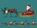 Isolate Santa Claus on touring sleight with a reindeer Royalty Free Stock Photo