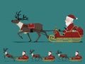 Isolate Santa Claus on touring sleight with a running reindeer Royalty Free Stock Photo