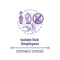 Isolate sick employees concept icon