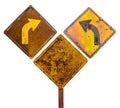 Isolate signs turn the old three. Royalty Free Stock Photo