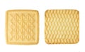 Isolate square biscuit for tea on a white background, front and back view Royalty Free Stock Photo
